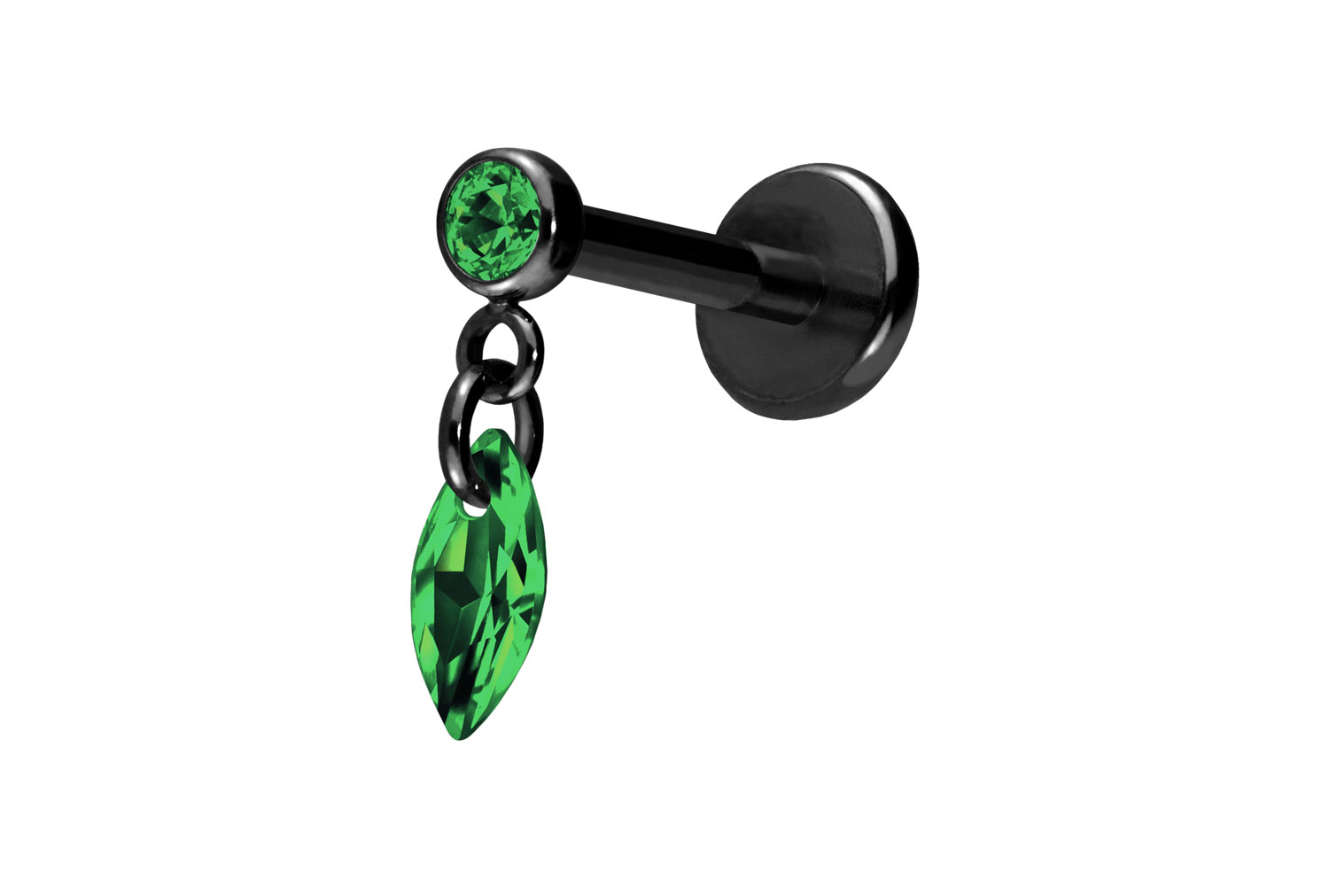 Titan Labret Piercing mit Push Fit KRISTALLOVAL
